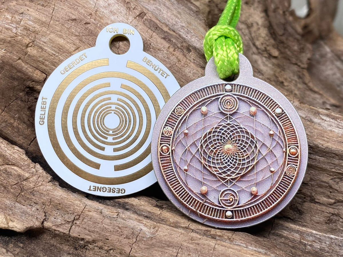 Anhänger Mini Serie rund – Lakhovsky MWOn Symbol Design – mystisch geheimnisvolle Fantasie Symbol – Produktansicht 1