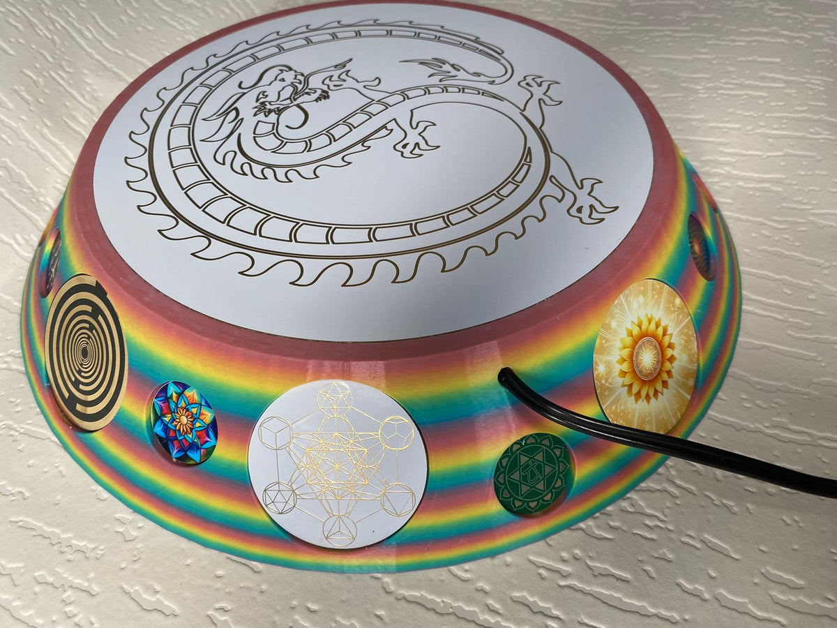 200 mm VibraNex UFO – Einhorn matt, DRACHE Oberflächenplatte goldlegiert – Produktansicht 1