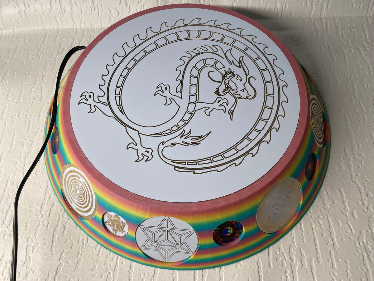 200 mm VibraNex UFO – Einhorn matt, DRACHE Oberflächenplatte goldlegiert – Produktansicht 1