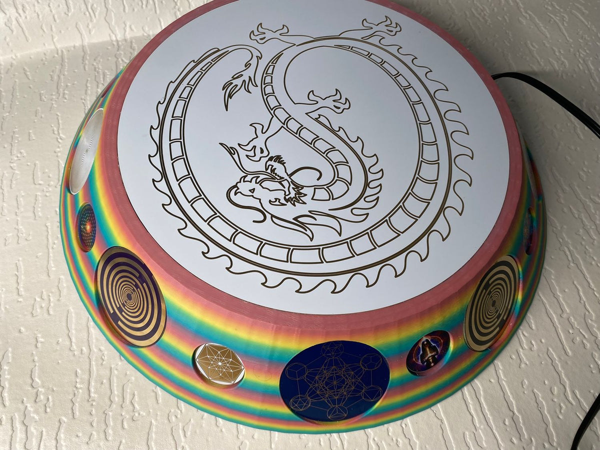 200 mm VibraNex UFO – Einhorn matt, DRACHE Oberflächenplatte goldlegiert – Produktansicht 1
