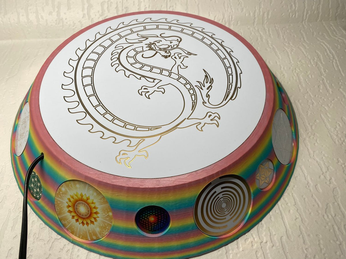 200 mm VibraNex UFO – Einhorn matt, DRACHE Oberflächenplatte goldlegiert – Produktansicht 1