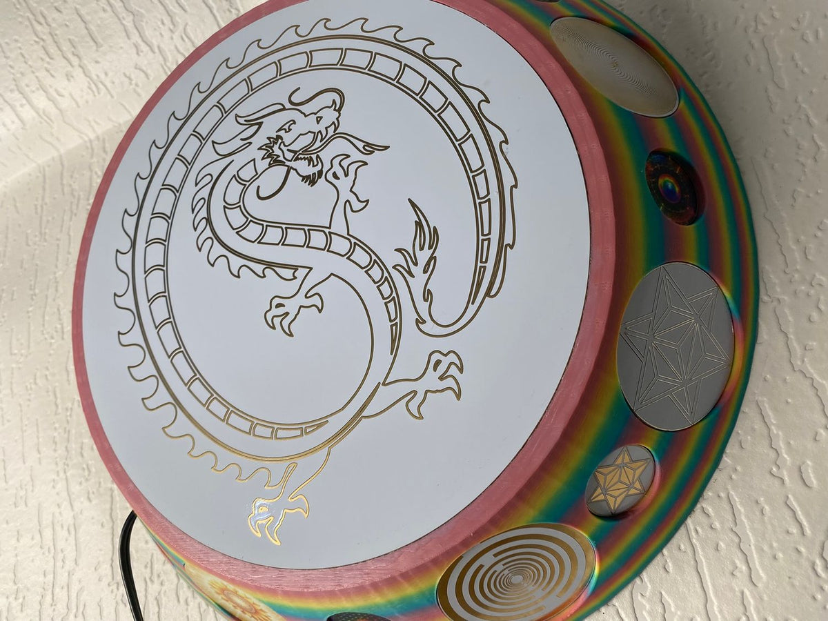 200 mm VibraNex UFO – Einhorn matt, DRACHE Oberflächenplatte goldlegiert – Produktansicht 1