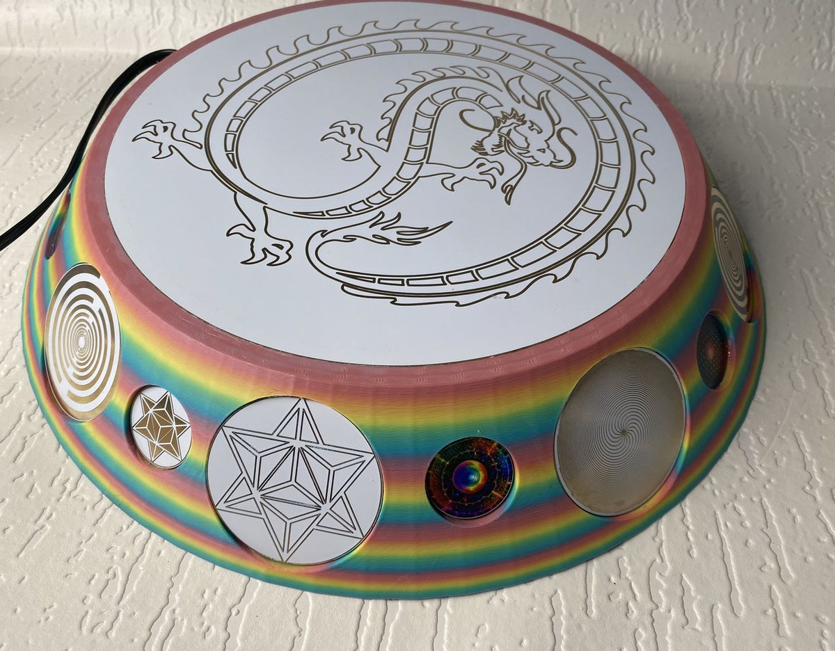 200 mm VibraNex UFO – Einhorn matt, DRACHE Oberflächenplatte goldlegiert – Produktansicht 1