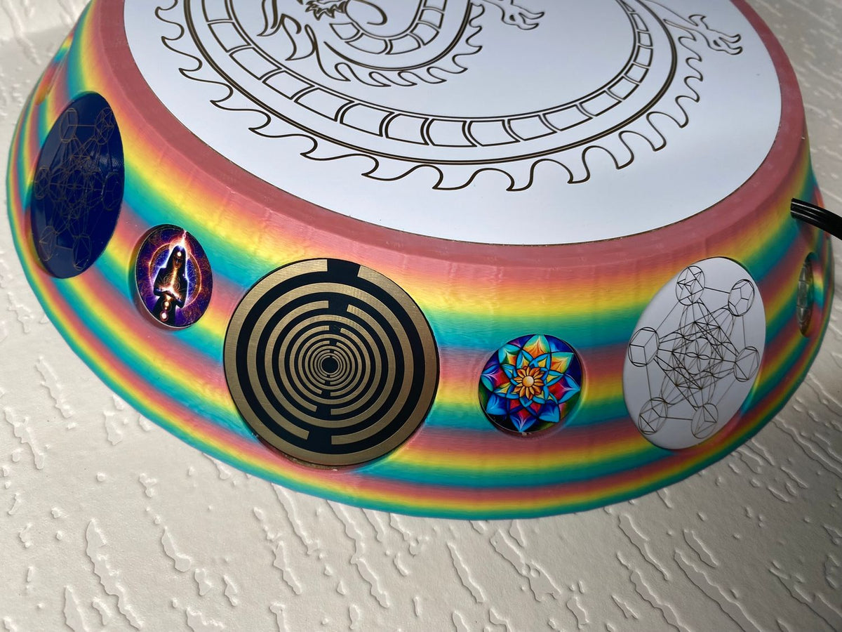 200 mm VibraNex UFO – Einhorn matt, DRACHE Oberflächenplatte goldlegiert – Produktansicht 1