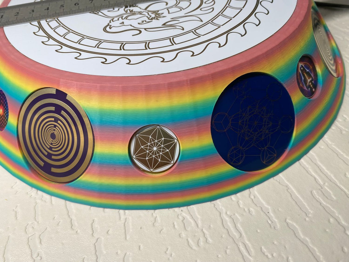 200 mm VibraNex UFO – Einhorn matt, DRACHE Oberflächenplatte goldlegiert – Produktansicht 1