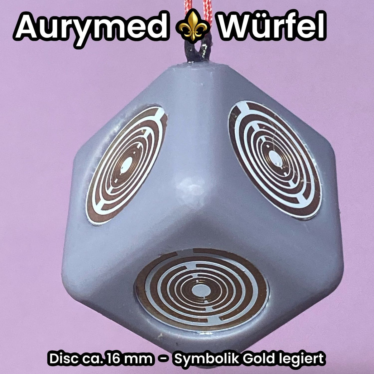 Raumobjekt Würfel grau – weiße Disc – Produktansicht 4