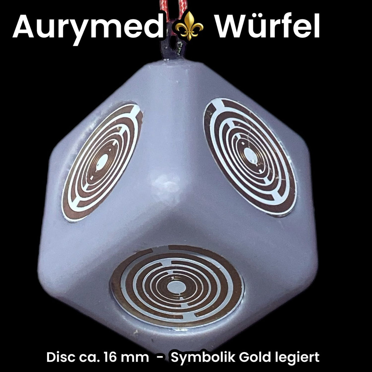 Raumobjekt Würfel grau – weiße Disc – Produktansicht 5