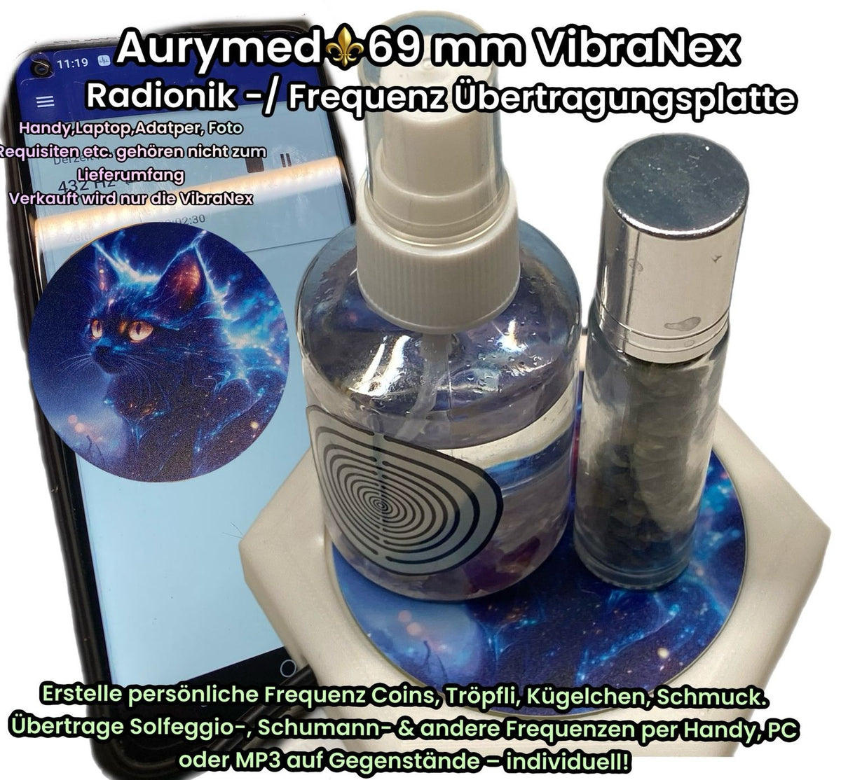 69 mm VibraNex flach – Mystikcat Motiv – Produktansicht 1