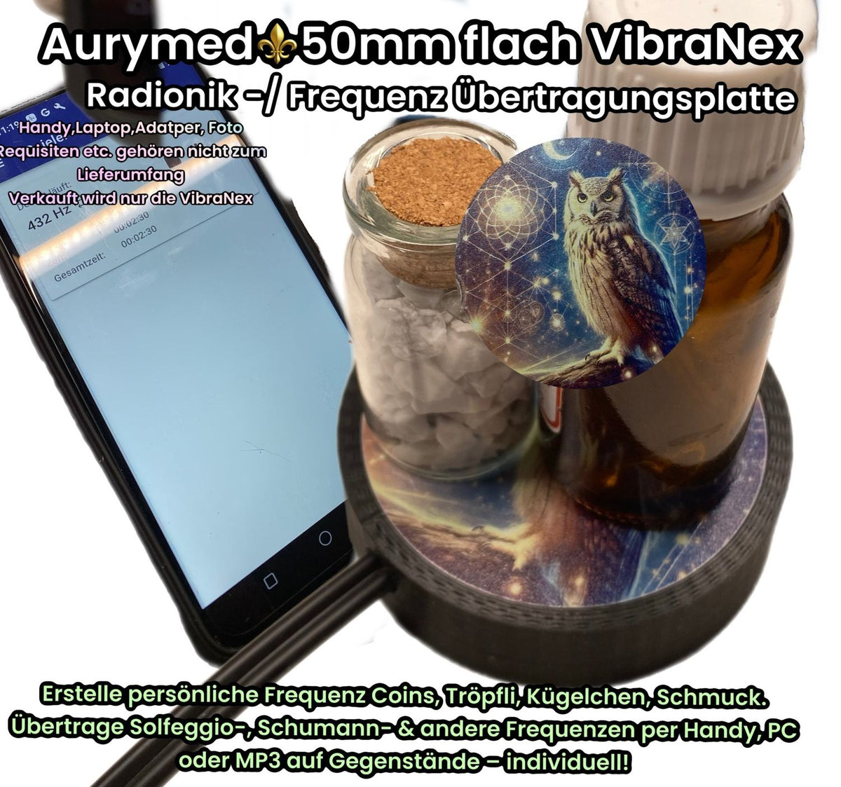 50 mm VibraNex Flach – Eule – 1-farbig – Produktansicht 1