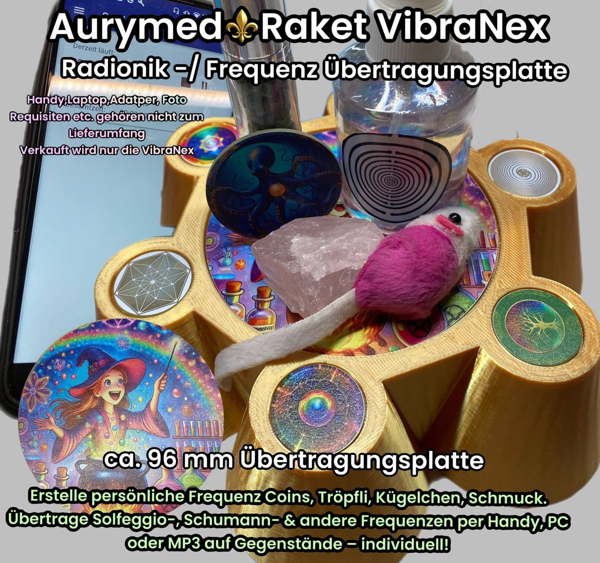 VibraNex Bare – 96 mm Oberflächenplatte – galaktische Hexe – Produktansicht 1