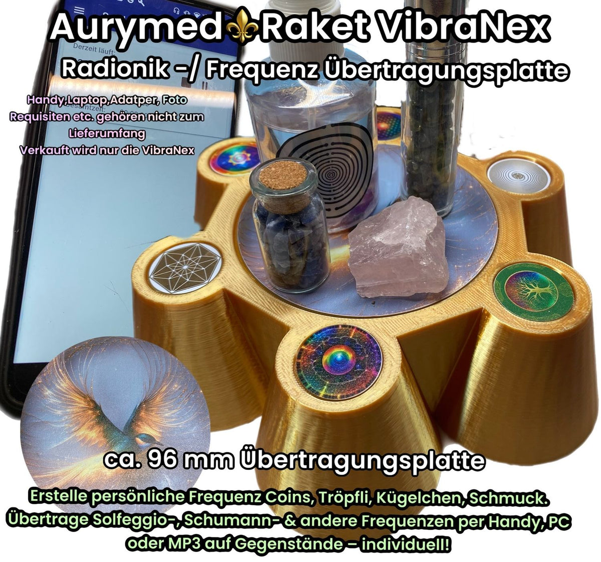 VibraNex Bare – 96 mm Oberflächenplatte – Glamour Vogel – Produktansicht 1