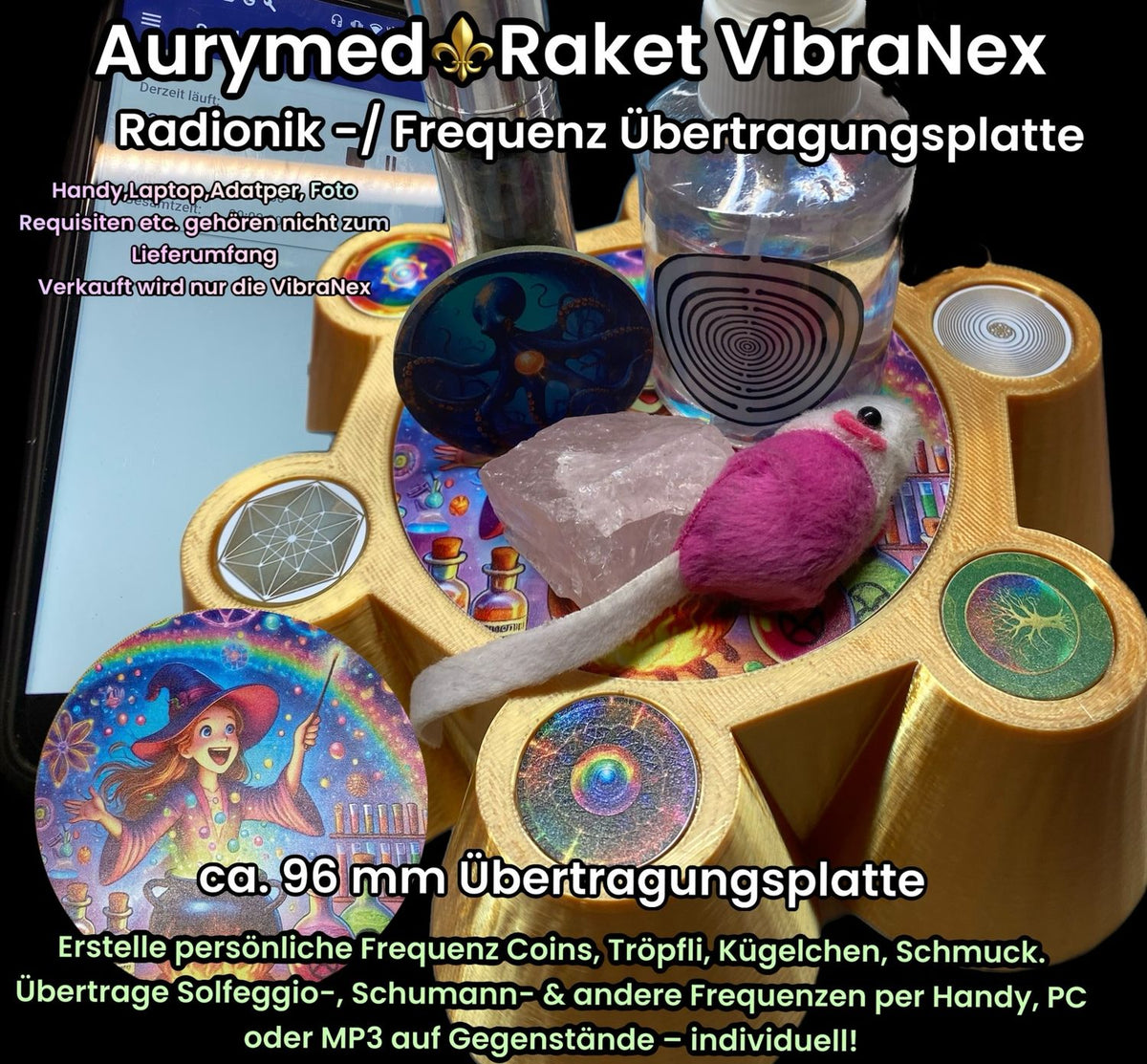 VibraNex Bare – 96 mm Oberflächenplatte – galaktische Hexe – Produktansicht 1