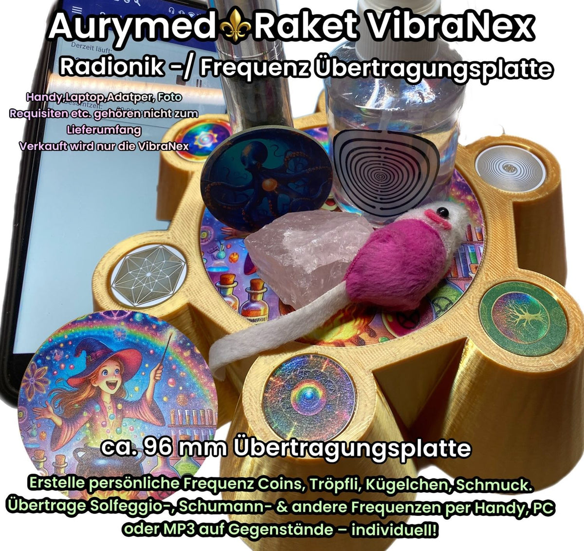 VibraNex Bare – 96 mm Oberflächenplatte – galaktische Hexe – Produktansicht 1