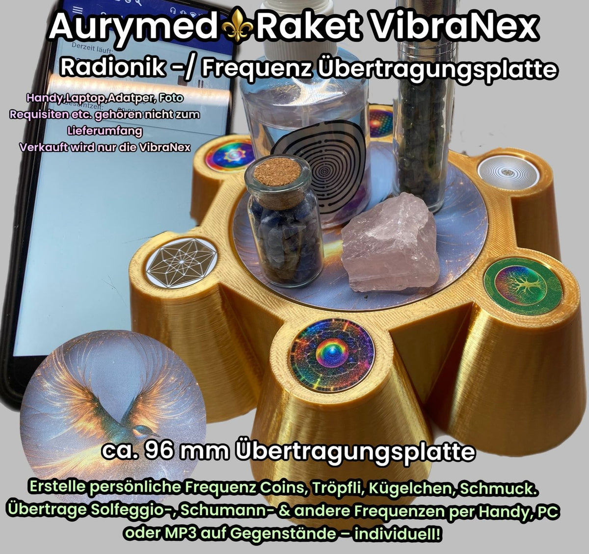 VibraNex Bare – 96 mm Oberflächenplatte – Glamour Vogel – Produktansicht 1