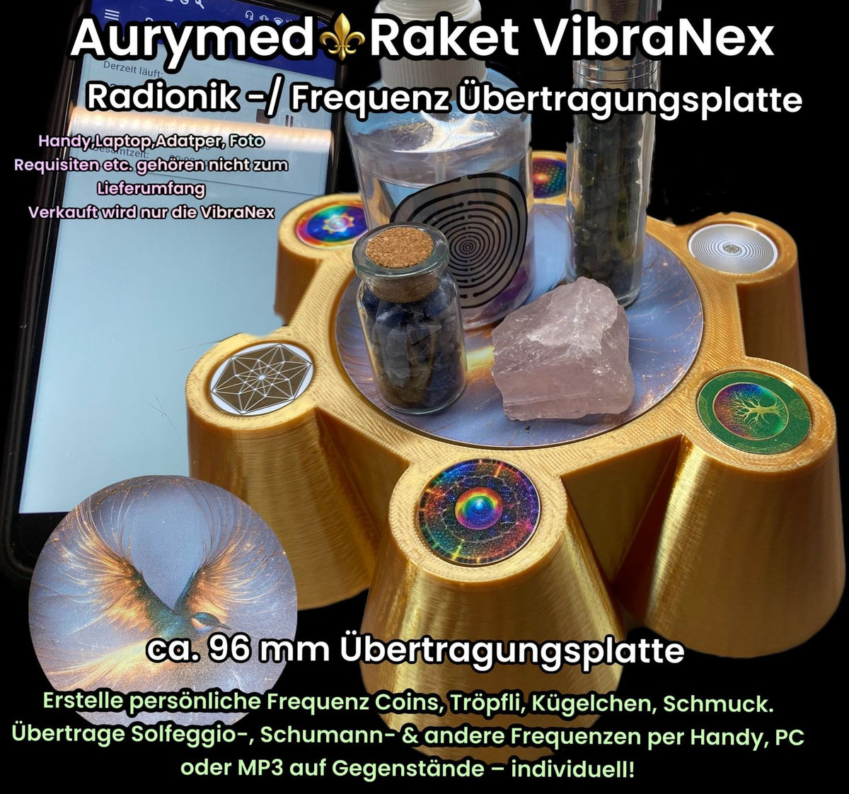 VibraNex Bare – 96 mm Oberflächenplatte – Glamour Vogel – Produktansicht 1