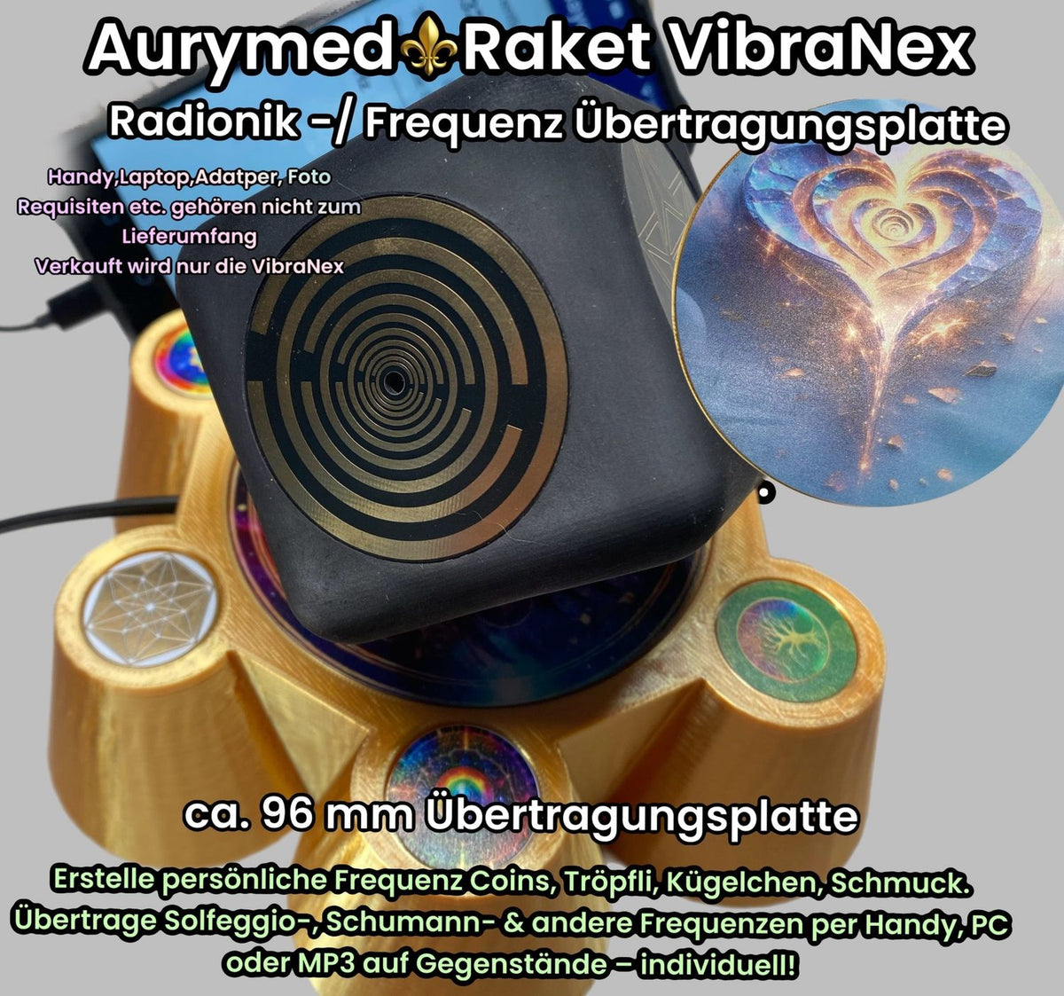 VibraNex Bare – 96 mm Oberflächenplatte – Feuerherz – Produktansicht 1