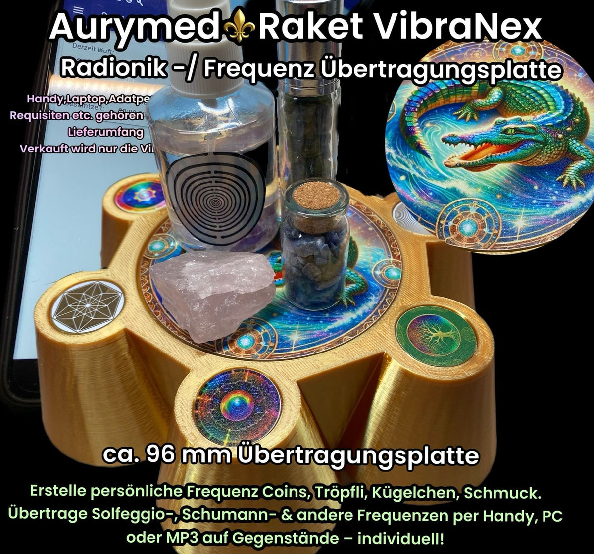VibraNex Bare – 96 mm Oberflächenplatte – Krokodil – Produktansicht 1