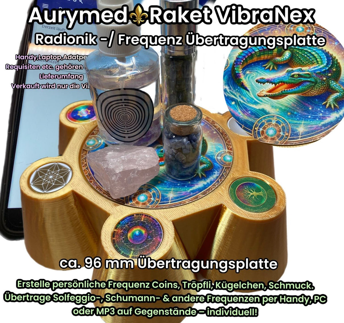 VibraNex Bare – 96 mm Oberflächenplatte – Krokodil – Produktansicht 1