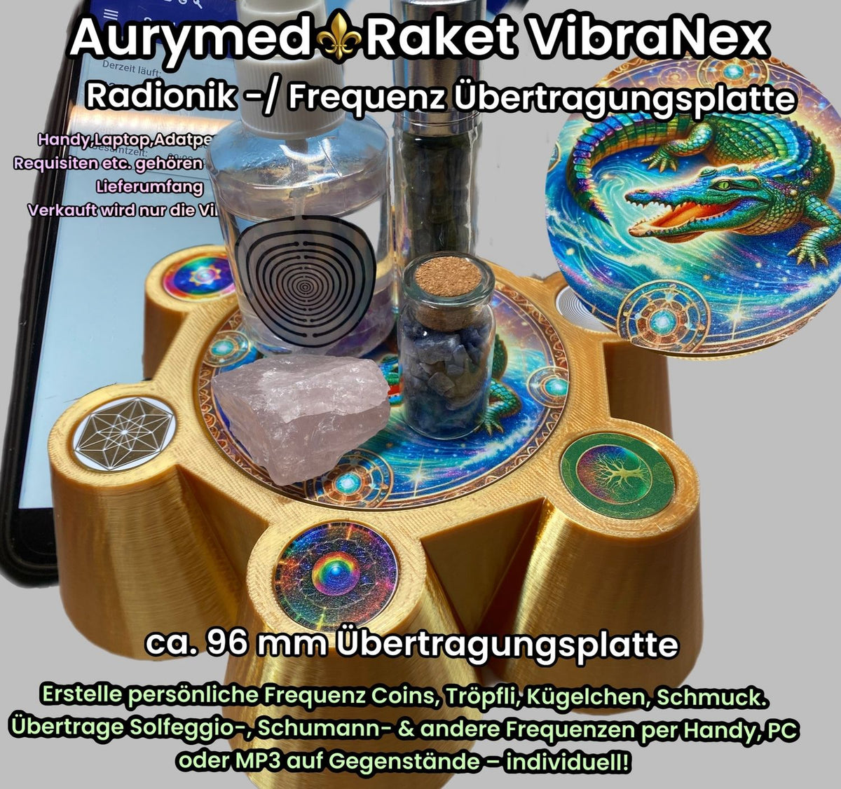 VibraNex Bare – 96 mm Oberflächenplatte – Krokodil – Produktansicht 1