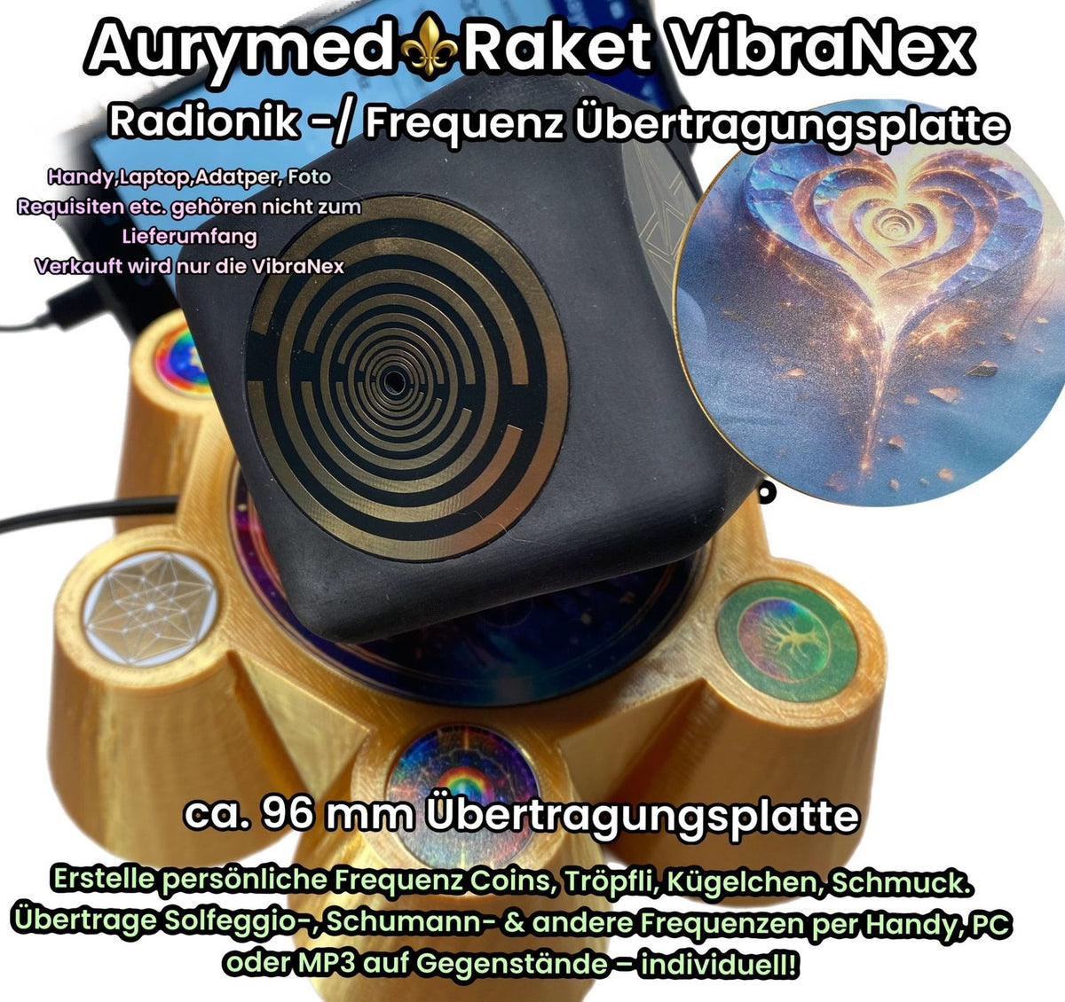 VibraNex Bare – 96 mm Oberflächenplatte – Feuerherz – Produktansicht 1