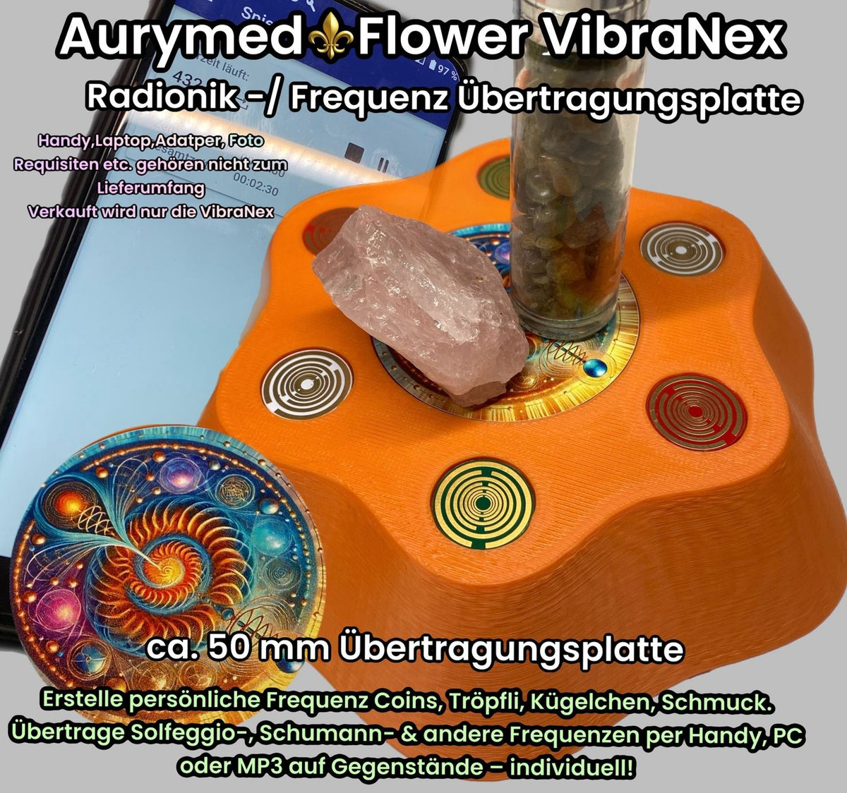 VibraNex Flower – 50 mm Oberflächenplatte – Swirl – Produktansicht 1