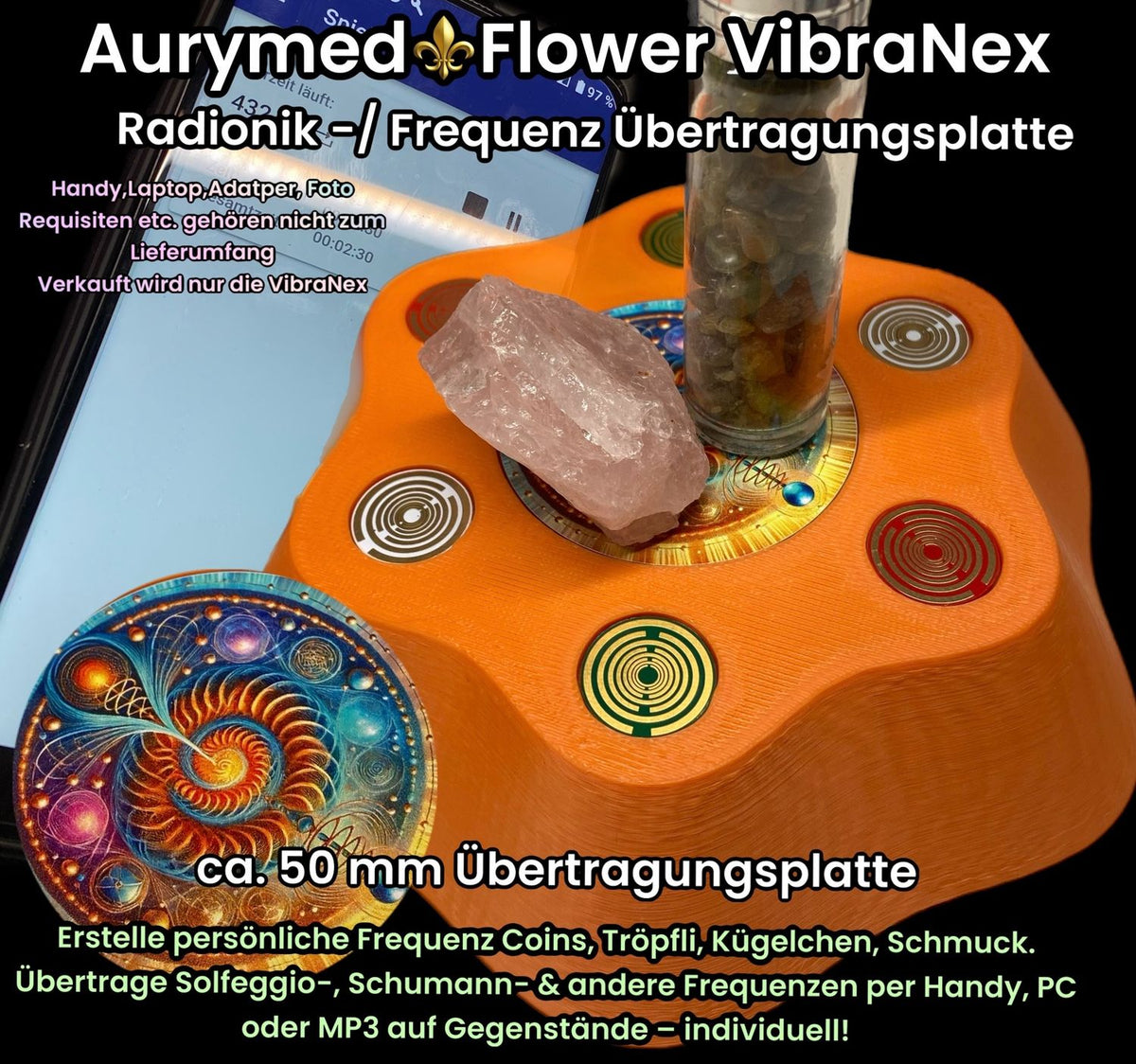 VibraNex Flower – 50 mm Oberflächenplatte – Swirl – Produktansicht 1