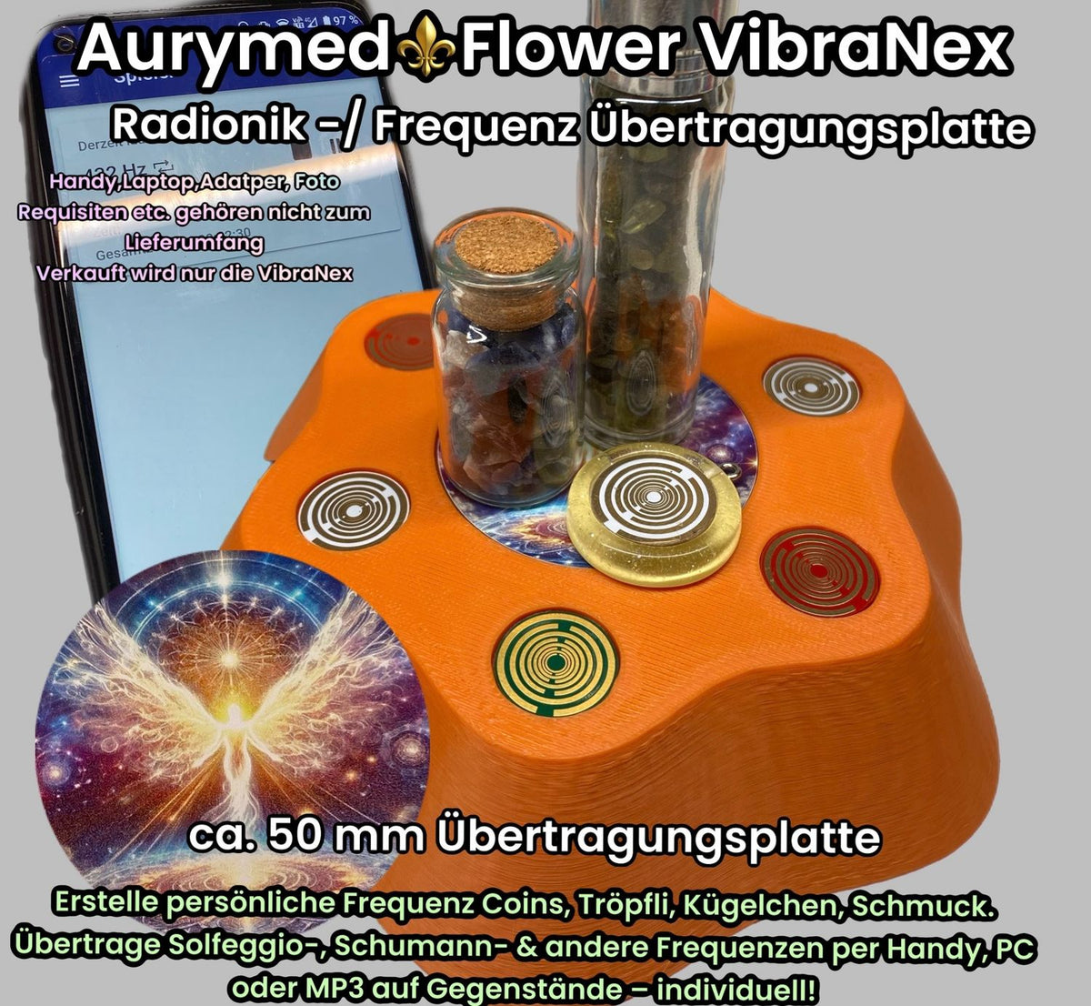 VibraNex Flower – 50 mm Oberflächenplatte – Engel – Produktansicht 1