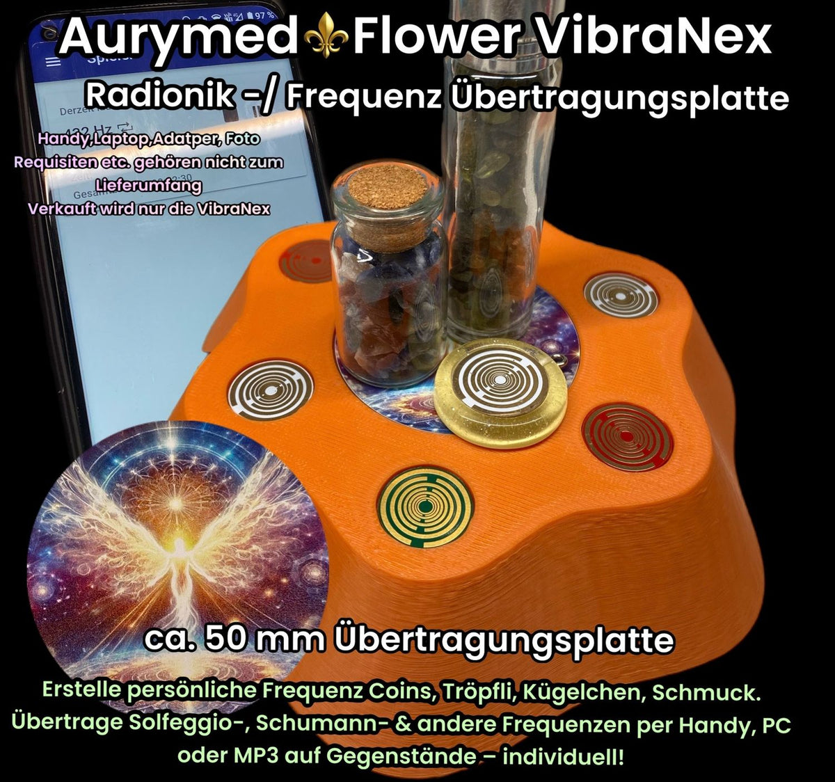 VibraNex Flower – 50 mm Oberflächenplatte – Engel – Produktansicht 1