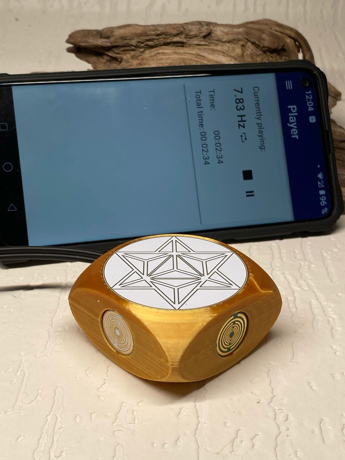VibraNex Aurycube – 50 mm Oberflächenplatte – Merkaba – Produktansicht 1