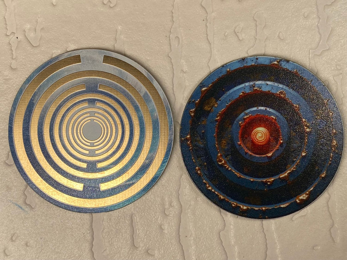 39 mm Scheibe – 6er – Set – Lakhovsky MWO – Feuer & Asphal – optional mit 3D Ring für Anhänger nutzbar – Produktansicht 12