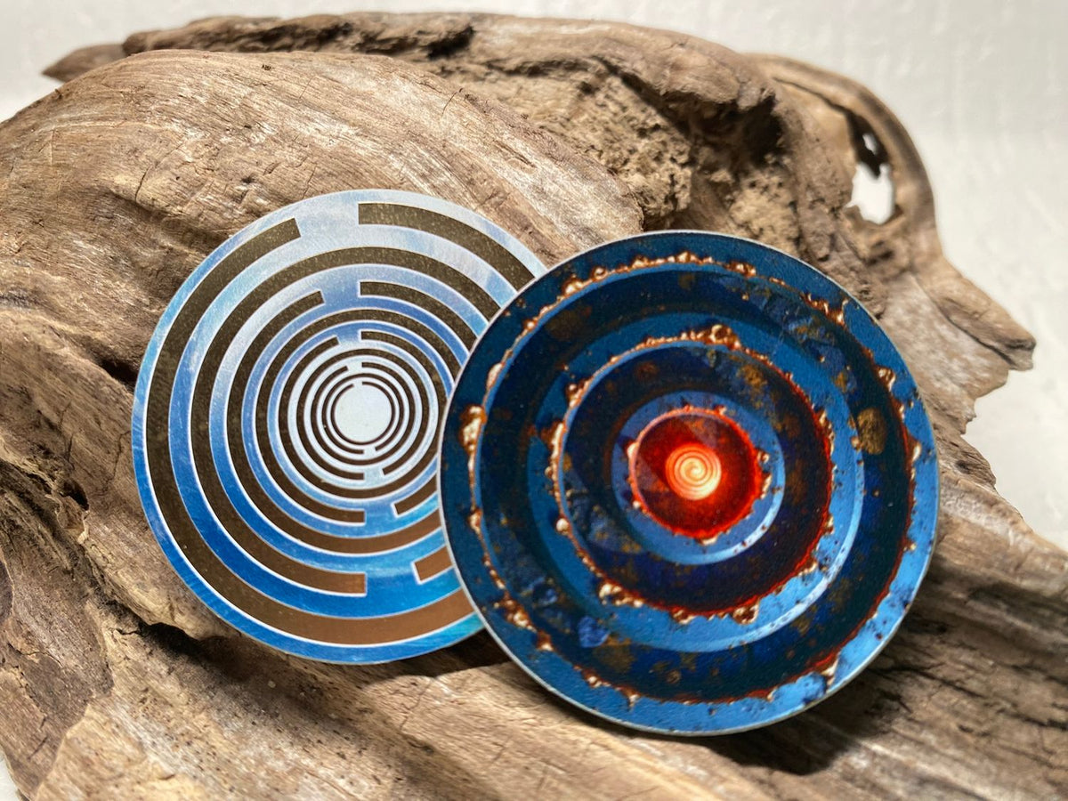 39 mm Scheibe – 6er – Set – Lakhovsky MWO – Feuer & Asphal – optional mit 3D Ring für Anhänger nutzbar – Produktansicht 5