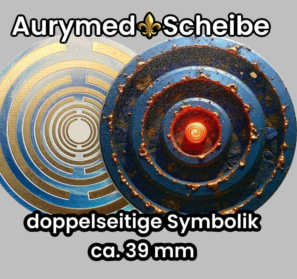 39 mm Scheibe – 6er – Set – Lakhovsky MWO – Feuer & Asphal – optional mit 3D Ring für Anhänger nutzbar – Produktansicht 1