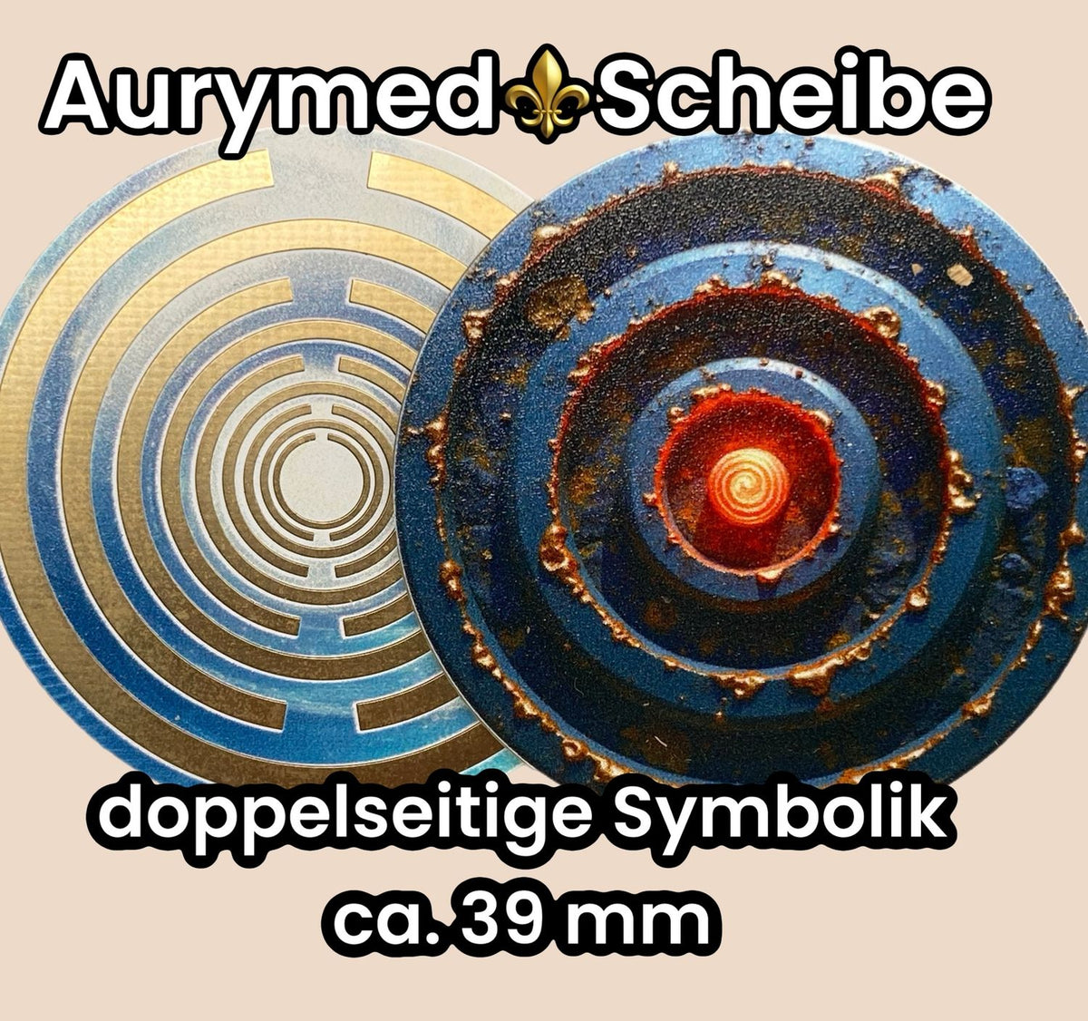 39 mm Scheibe – 6er – Set – Lakhovsky MWO – Feuer & Asphal – optional mit 3D Ring für Anhänger nutzbar – Produktansicht 3