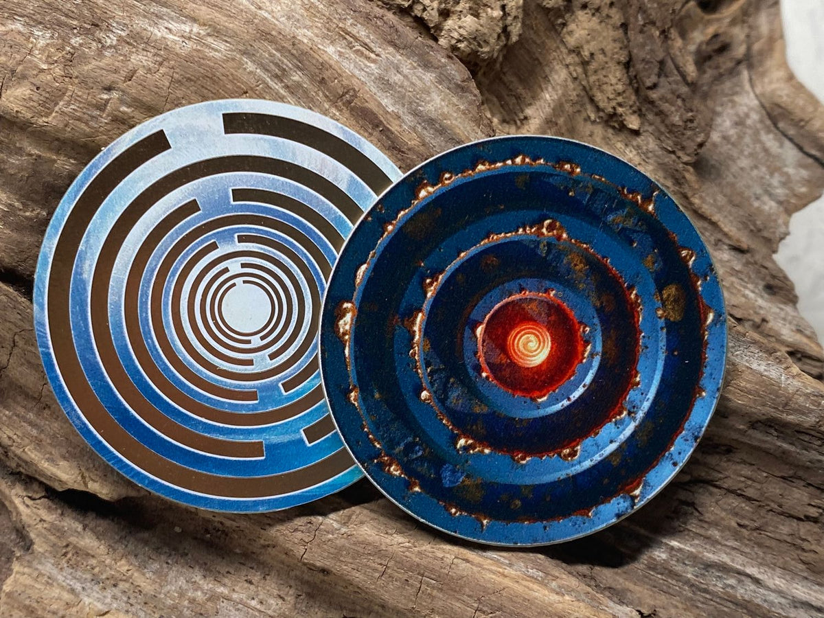 39 mm Scheibe – 6er – Set – Lakhovsky MWO – Feuer & Asphal – optional mit 3D Ring für Anhänger nutzbar – Produktansicht 6