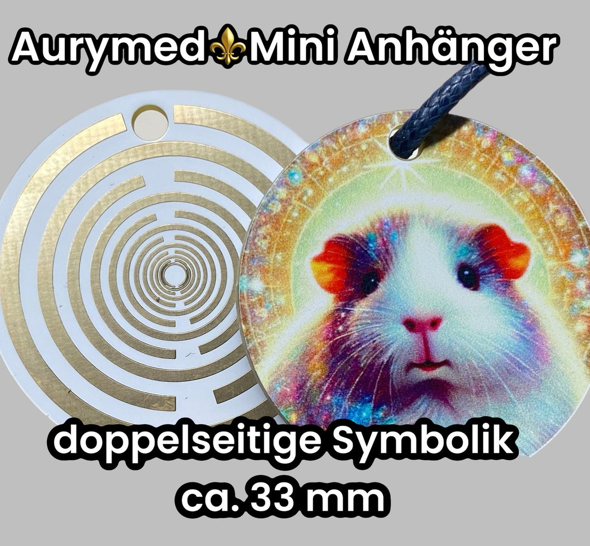 Anhänger Mini Serie rund – Lakhovsky MWOn Symbol Design – Meerschweinchen – Produktansicht 1
