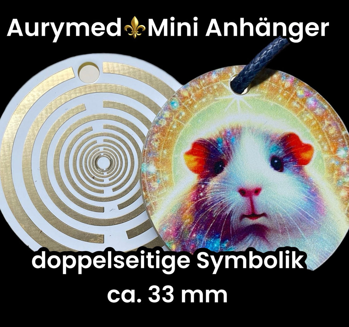 Anhänger Mini Serie rund – Lakhovsky MWOn Symbol Design – Meerschweinchen – Produktansicht 1
