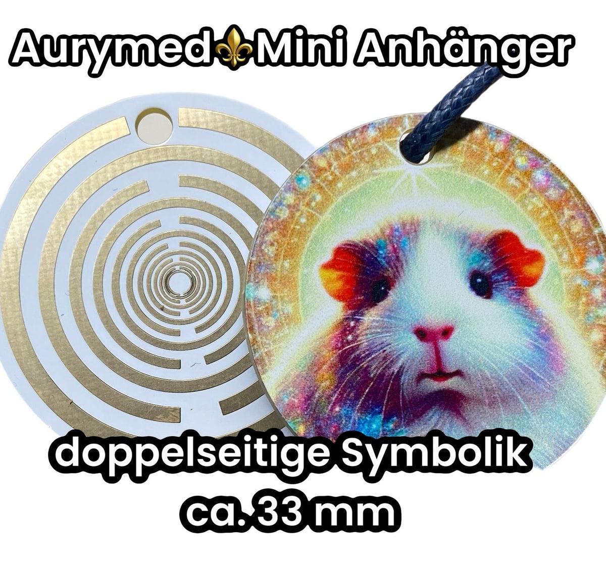 Anhänger Mini Serie rund – Lakhovsky MWOn Symbol Design – Meerschweinchen – Produktansicht 1